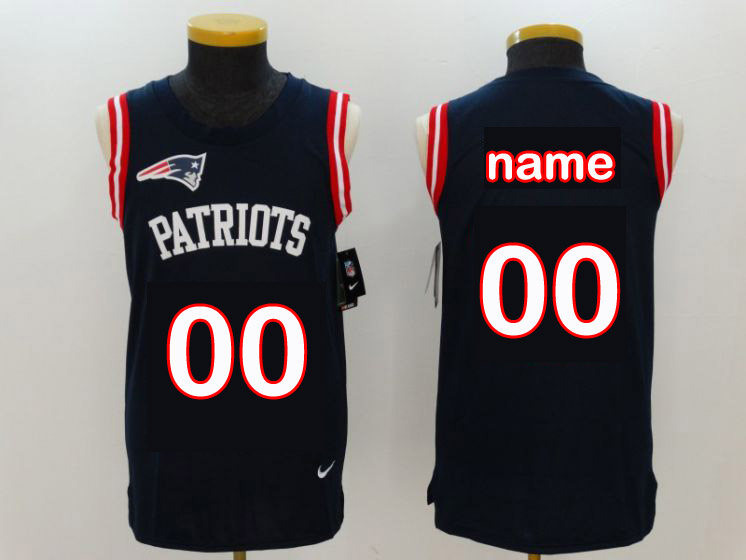 Custom Men New England Patriots Blue Rush Player Name Number Tank Top stitched NFL Jerseys->st.louis cardinals->MLB Jersey